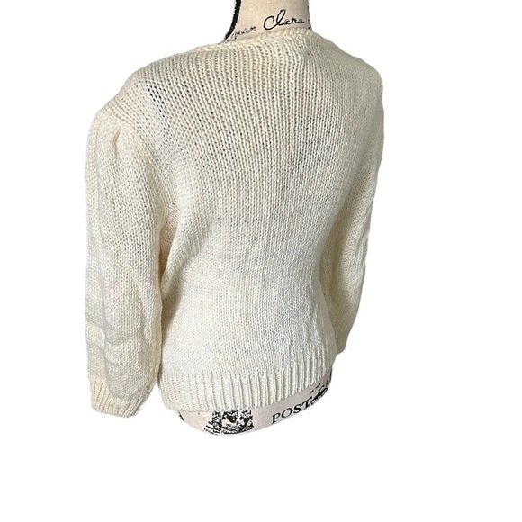 VTG Colter Bay Hand Knit Sweater Women's Pastel  Pattern Puff Sleeve Lrg - Picture 3 of 9